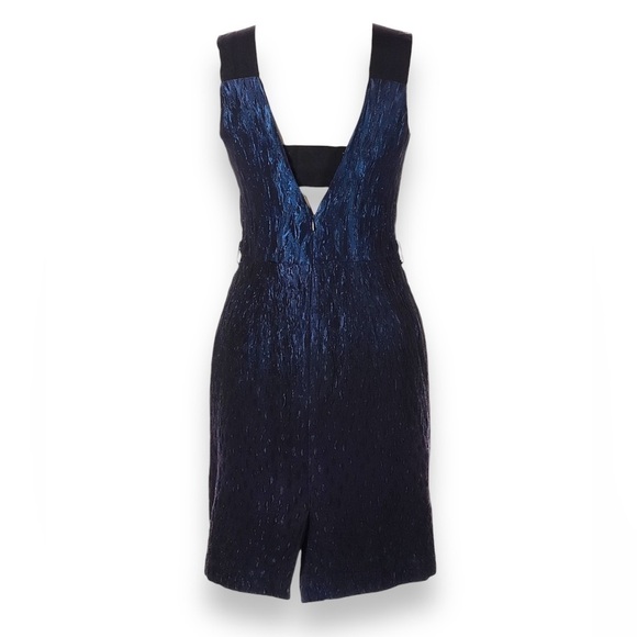 Walter Navy Shimmer Crinkle Sheath Cocktail Dress Women's 6 Ombré Iridescent - Picture 3 of 9